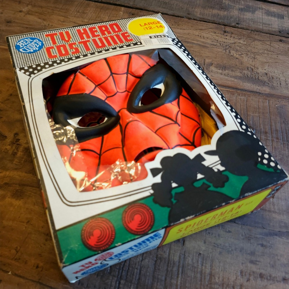 Vintage 1972 Ben Cooper Spiderman Costume TV Hero Marvel Comics Boxed Large 70s
